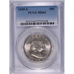 1949-S FRANKLIN HALF DOLLAR, PCGS MS-64