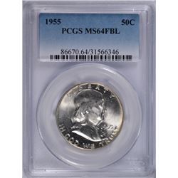 1955 FRANKLIN HALF DOLLAR, PCGS MS-64 FBL