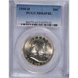 1960-D FRANKLIN HALF DOLLAR, PCGS MS-64 FBL