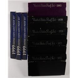 U.S. PROOF SETS IN ORIG. PACKAGING: ( 2 ) 1977, ( 2 ) 1979 1985 AND ( 3 ) 1999