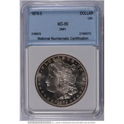 USA;  1879-S $1 Dmpl, NNC MS66.