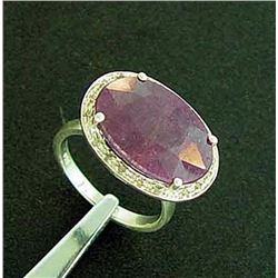 Very Fancy 11.99 ctw. Genuine Ruby & Diamond Ring in Sterling Silver