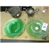 Image 1 : Green Dishes & Silverplate Jars