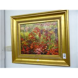 Gold Framed Oil On Canvas Floral Signed Derosa