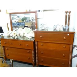 Cherry Queen Poster Bed, Chest, Dresser & Mirror