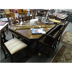 Burled Walnut Table w/6 Chairs Highboy Cupboard & Server