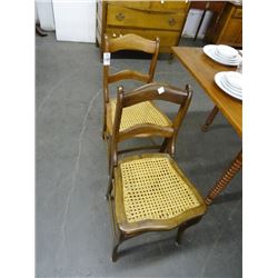 2 Early Cane Seat Ladder Back Chairs - 2 Times the Money