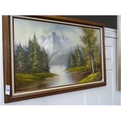 Framed Oil  Mountains 