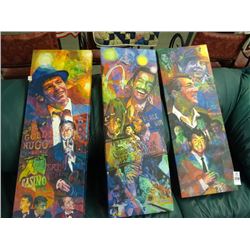  Rat Pack  6/150 Vegas 3-Panel Oil On Canvas Signed Blouth