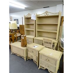 Wicker Desk, Chest, Chair, Chest of Drawers, Night Stands (2), Mirror