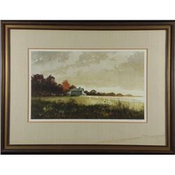 Jon Wills Orig Landscape Painting -Evening Fields Frmd