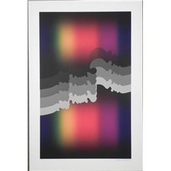 Mark Rowland Signed Abstract Art Print Rainbow Flowing