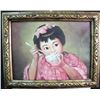 Image 1 : P.C. Chen Oil on Board Framed Signed Girl Eating Rice