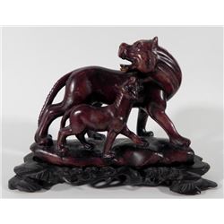 Lioness and Cub Sculpture Figurine w/ Base