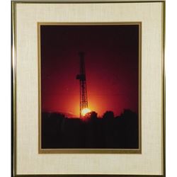 Donald H. Easton Photo Oil Field At Night Rig #8 Framed