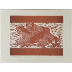 Jack Woodcut Art Print Proof Japanese Erotic Figures