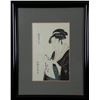 Image 1 : Geisha Portrait Utamaro Style Woodblock Print Framed