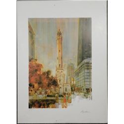 Dan Lotts Signed Art Print Chicago Water Tower