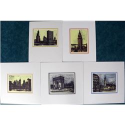 5) Bernard Buffet Colored Lithographs City Scape Prints