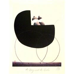 Mackenzie Thorpe 'A BOY AND A GIRL' Lithograph