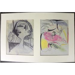 Pablo Picasso Double Head Colored Sketch Lithograph