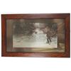 Image 1 : Early 1900's Fly Fisherman on River Oil on Board Signed