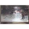 Image 2 : Early 1900's Fly Fisherman on River Oil on Board Signed