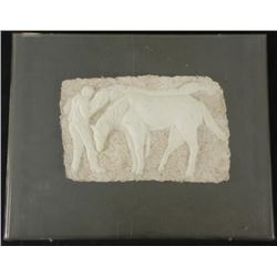 Betty Heredia Original Bas Relief Scultpure Frmd-Horses
