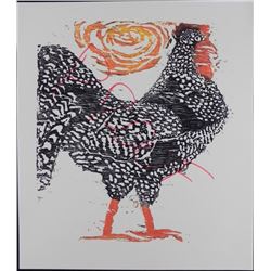 Betty Snyder Rees Original Proof Print Rooster w/ Sun