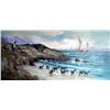 Image 2 : Oil on Board Greek Long Blue Ocean Scene