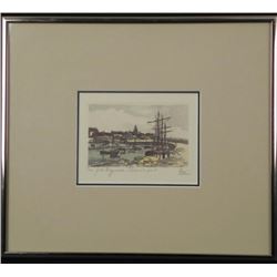 Fare French Art Print Boats in a Port Town Framed