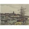 Image 2 : Fare French Art Print Boats in a Port Town Framed