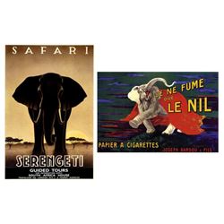 2) Ad Prints Safari Serengeti and Je Ne Fume Que Li Nil