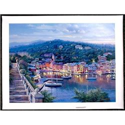 Signed Ray Sipos Print on Canvas TWILIGHT IN PORTOFINO