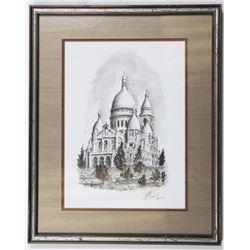 Ink Drawing of Sacré-Coeur Church in Paris by Rade