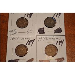 (4) 1940-43 Canada 1-Cent