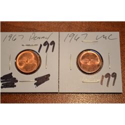 (2) 1967 Canada 1-Cent BU