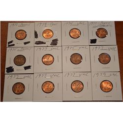(12) 1970's Mixed Canada 1-Cent - BU/UNC