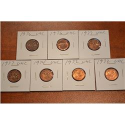 (7) 1970's Mixed Canada 1-Cent - BU/UNC