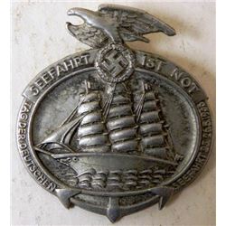 NAZI NAVAL BADGE-SHOWS TALL SHIP/EAGLE & SWASTIKA