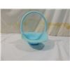 Image 1 : VINTAGE FENTON BLUE CUSTARD GLASS BASKET