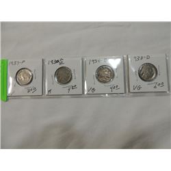 LOT 4 BUFFALO NICKELS