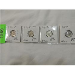 LOT 4 MERCURY DIMES