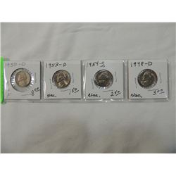 LOT 4 UNCIRCULATED NICKELS