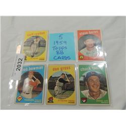 LOT 5 1959 TOPPS BASEBALL CARDS