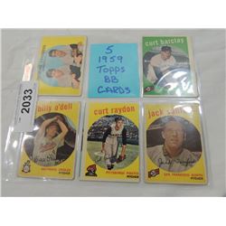 LOT 5 1959 TOPPS BASEBALL CARDS