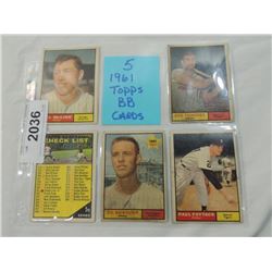 LOT 5 1961 TOPPS BASEBALL CARDS