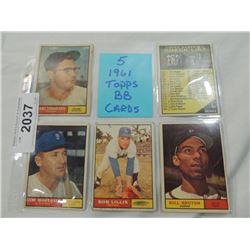 LOT 5 1961 TOPPS BASEBALL CARDS