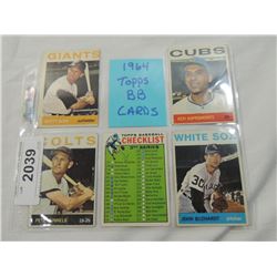 LOT 5 1964 TOPPS BASEBALL CARDS