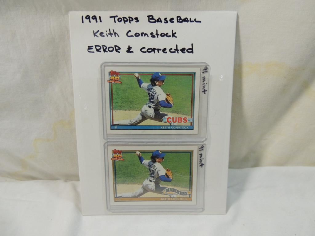 1991 TOPPS KEITH COMSTOCK ERROR CORRECTED CARDS